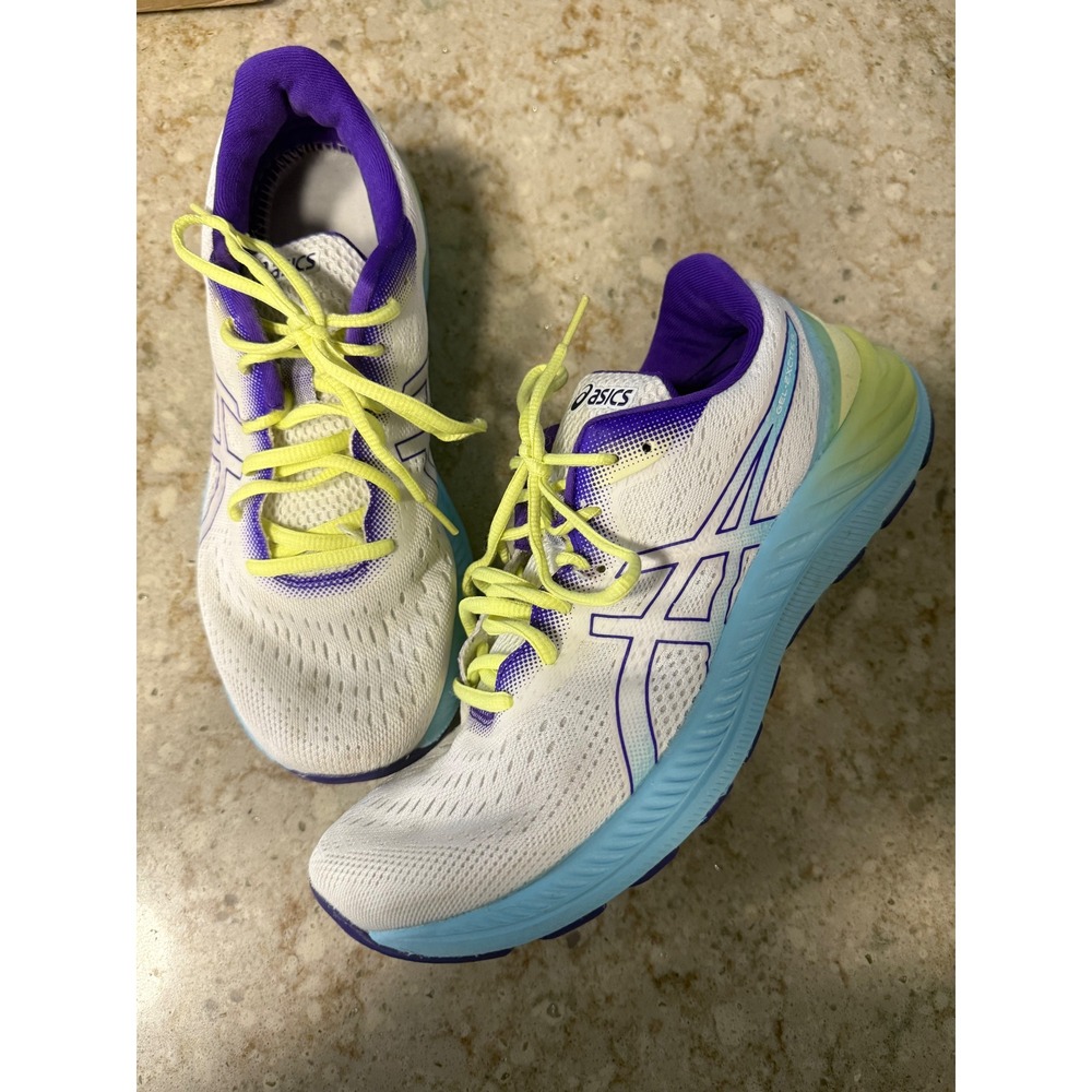 Asics Gel-Excite 8 Womens Running Shoes White Purple Lime 1012A916-106